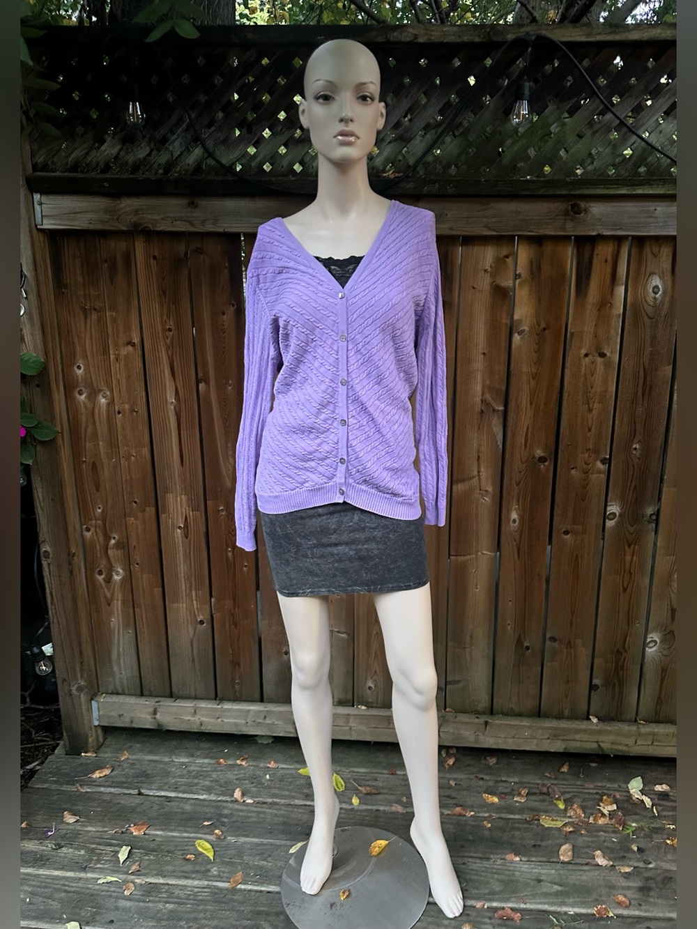COTTON Lavender/Lilac V-Neck Button-Front Cardigan Sweater